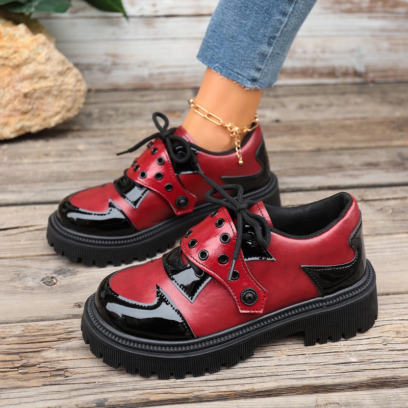 春と秋のカラーブロック女性のヴィンテージ快適なハイヒールの靴 - Vintage Fashion Online のレビューと価格