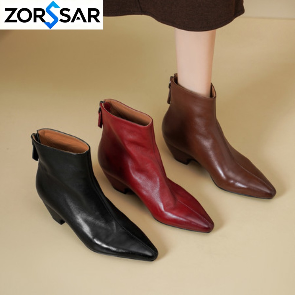 ストリートスタイル ヴィンテージ ポインテッドトゥ ジッパー - Vintage Fashion Online のレビューと価格